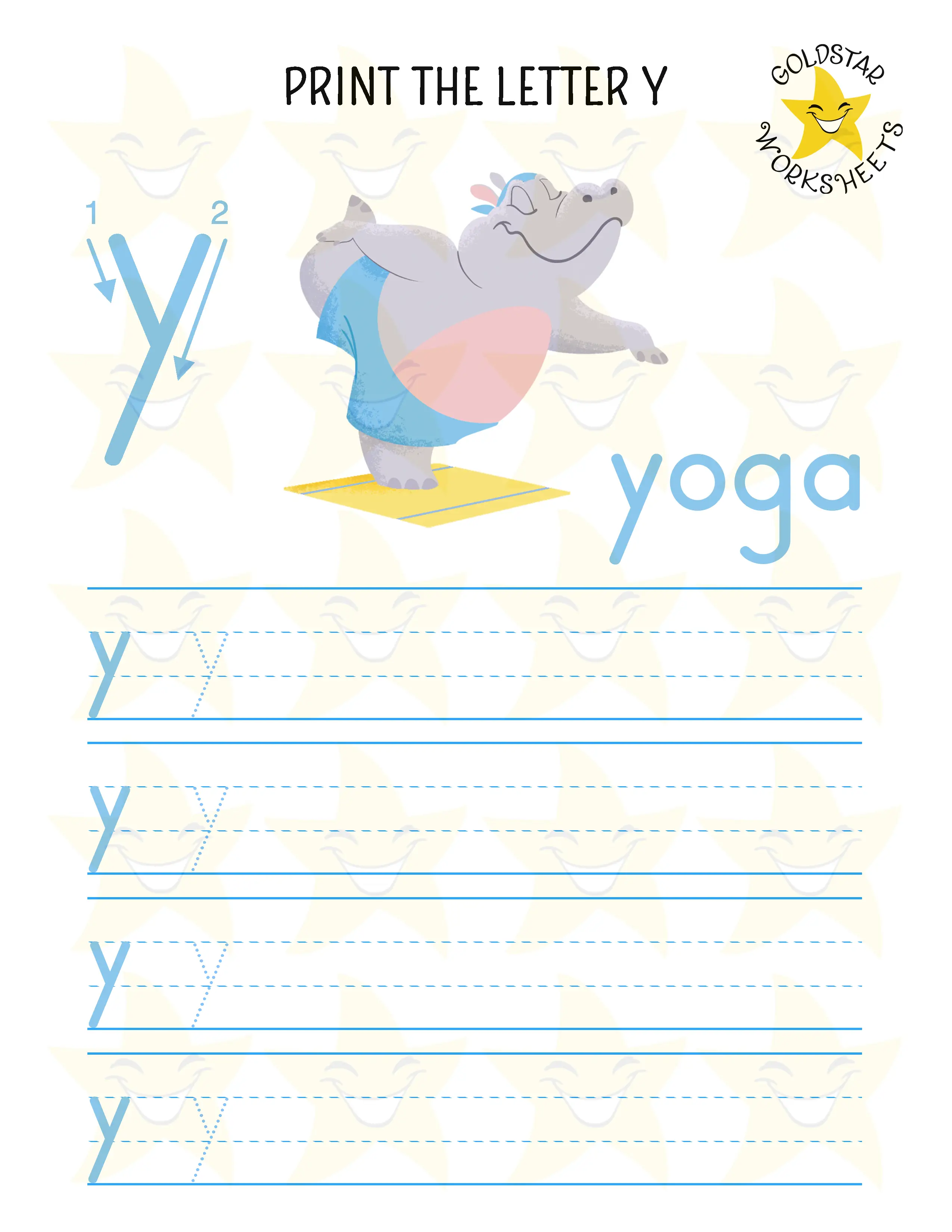 Print Lowercase Letter Y Worksheet