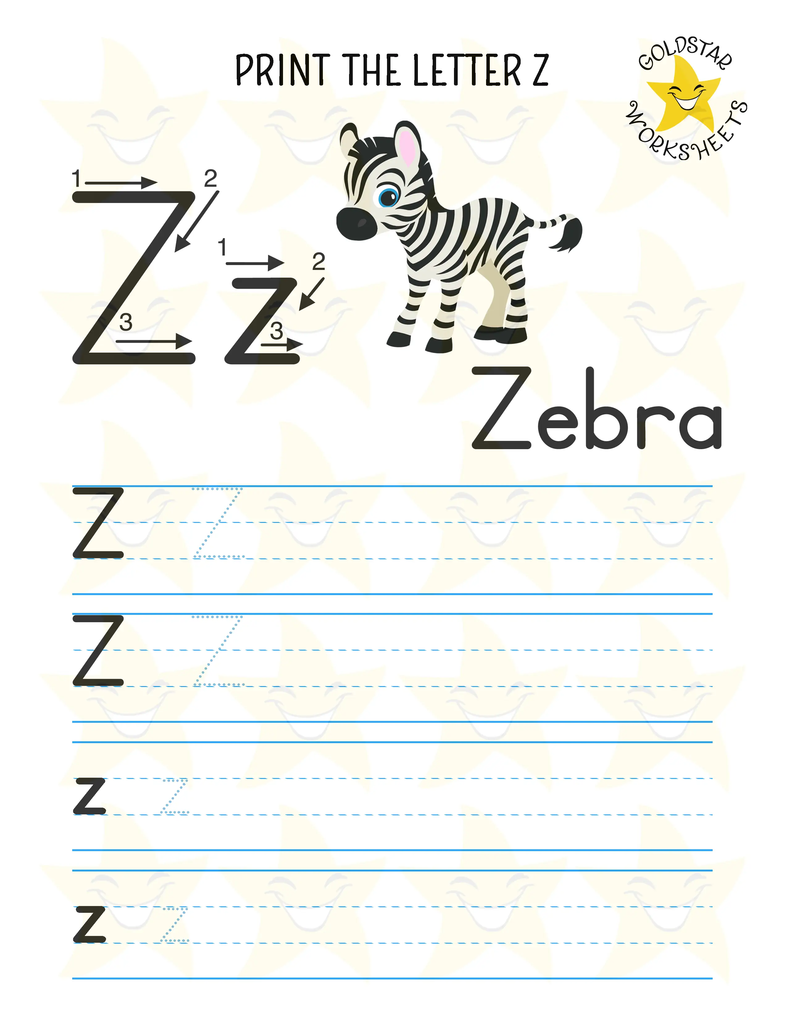 Print Mixed Case Letter Z Worksheet