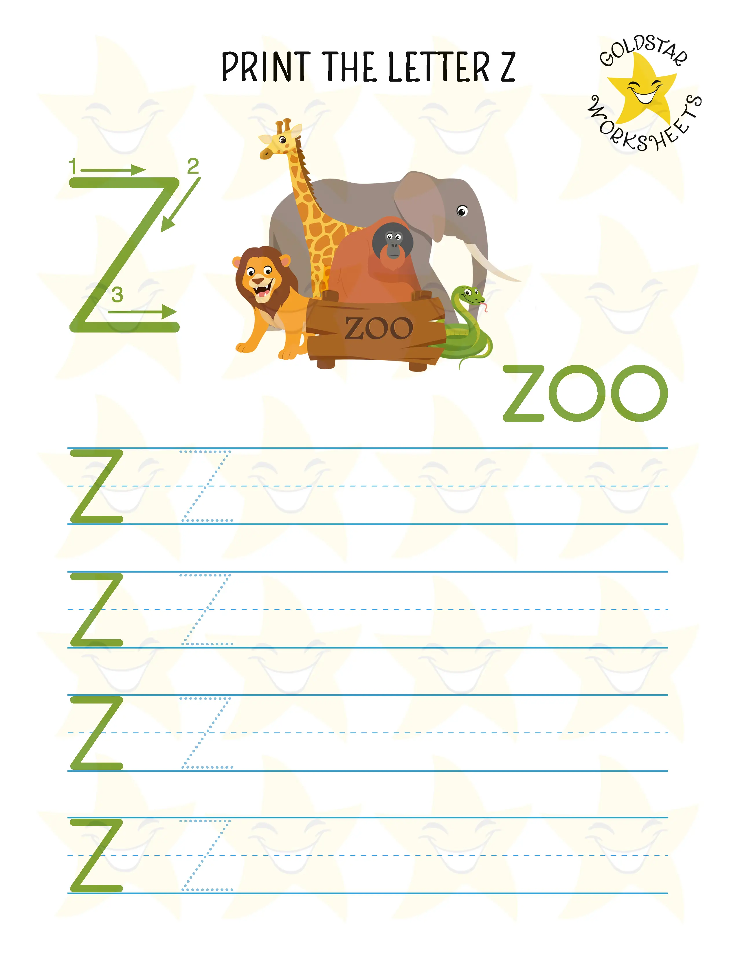 Print Uppercase Letter Z Worksheet