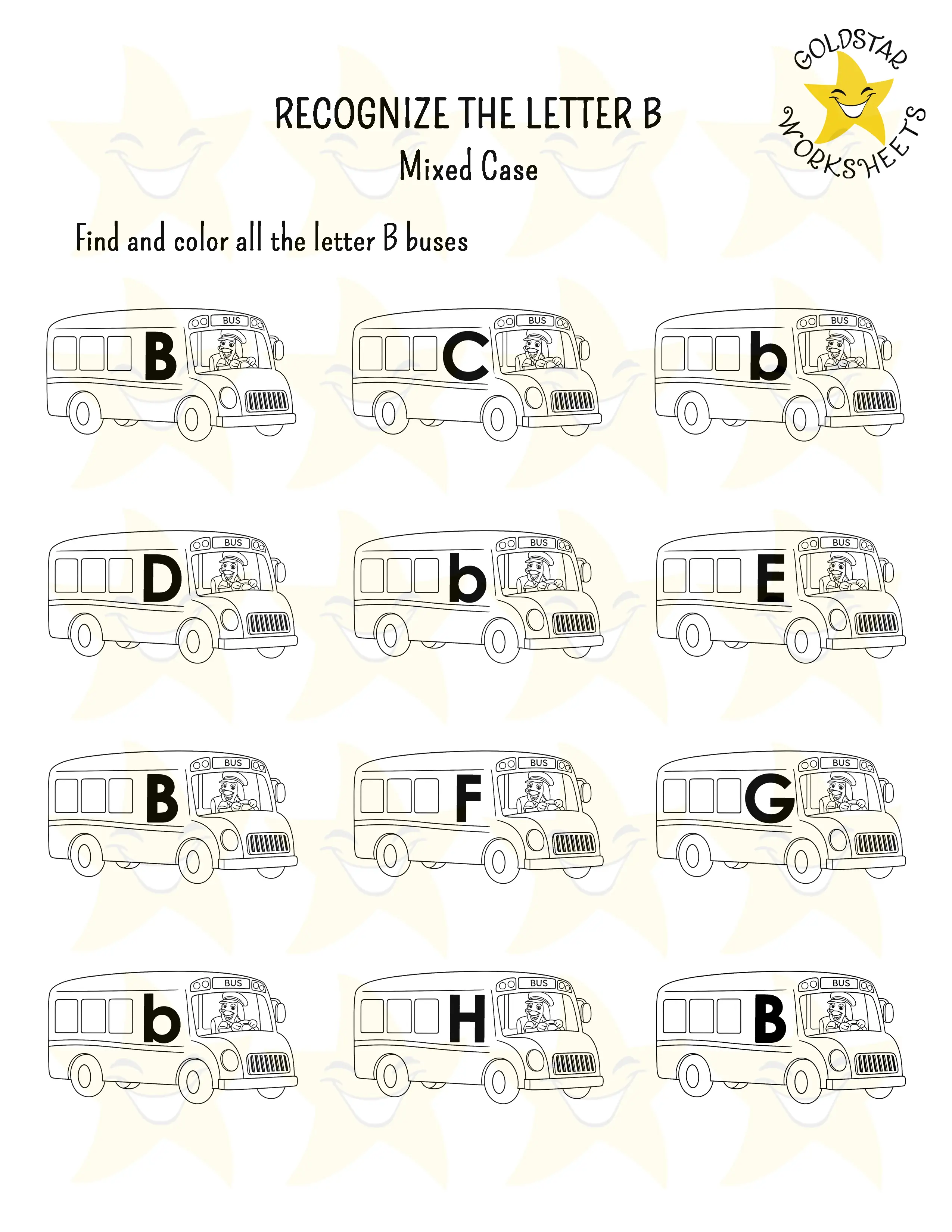 Recognize the letter B worksheet