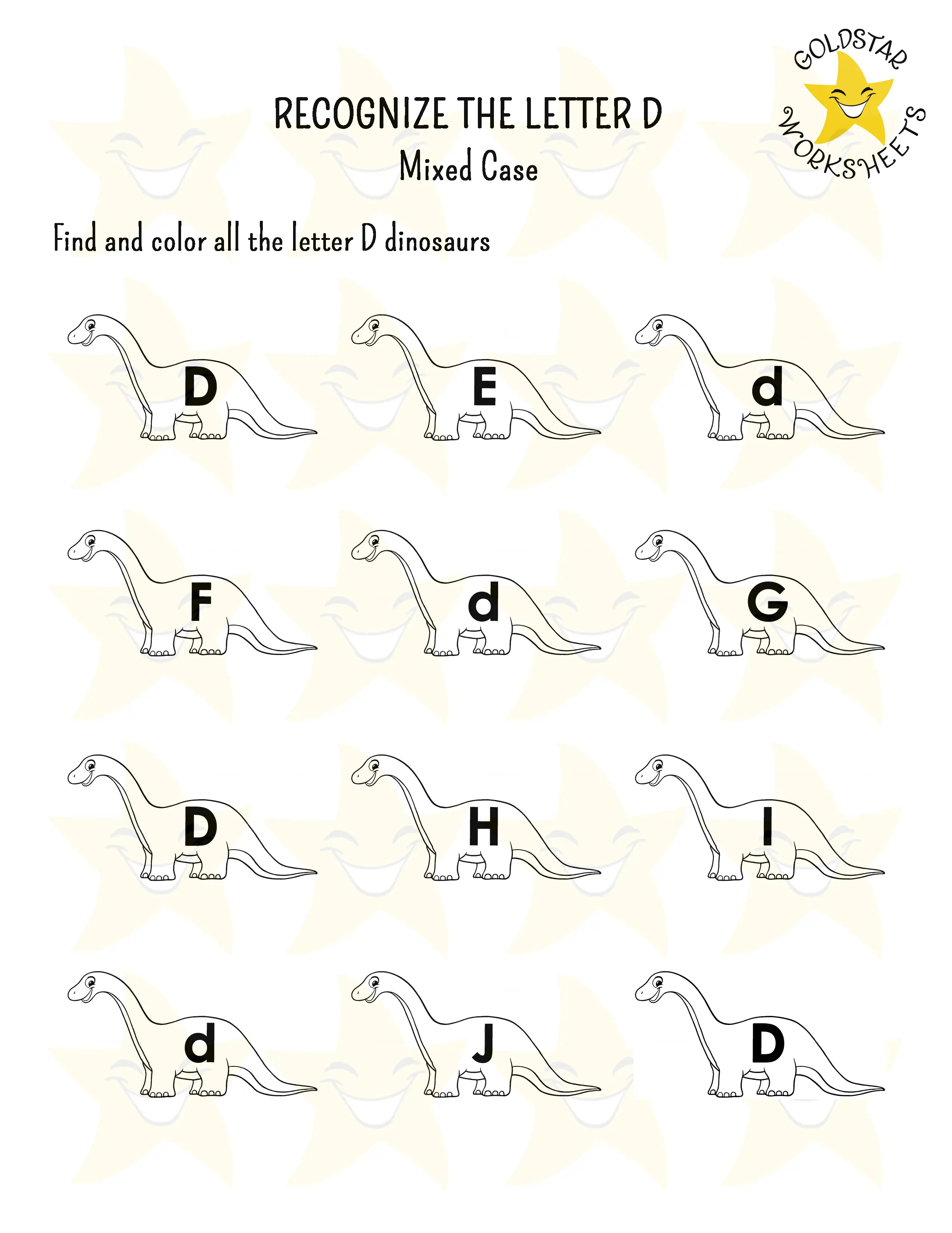 Recognize the letter D worksheet
