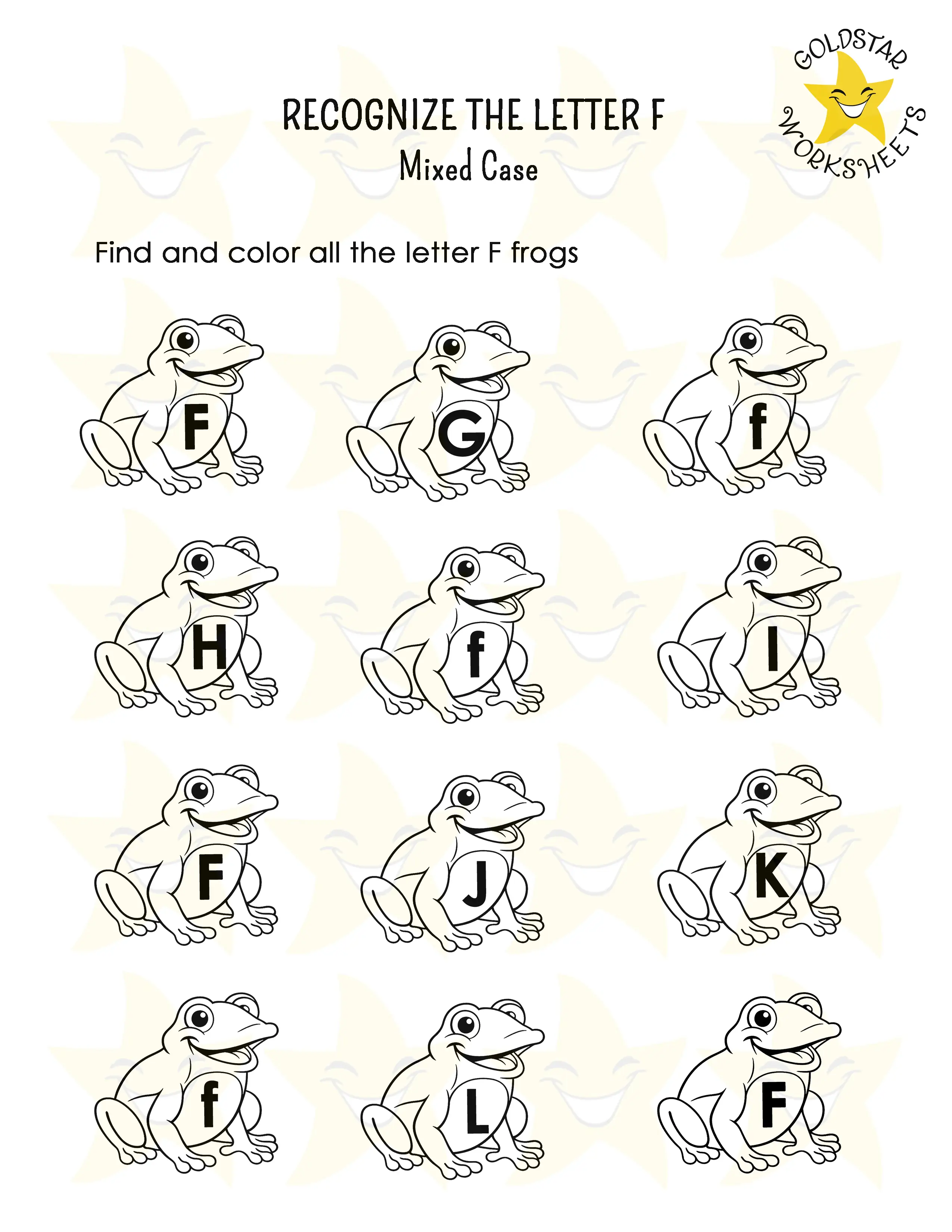 Recognize the letter F worksheet