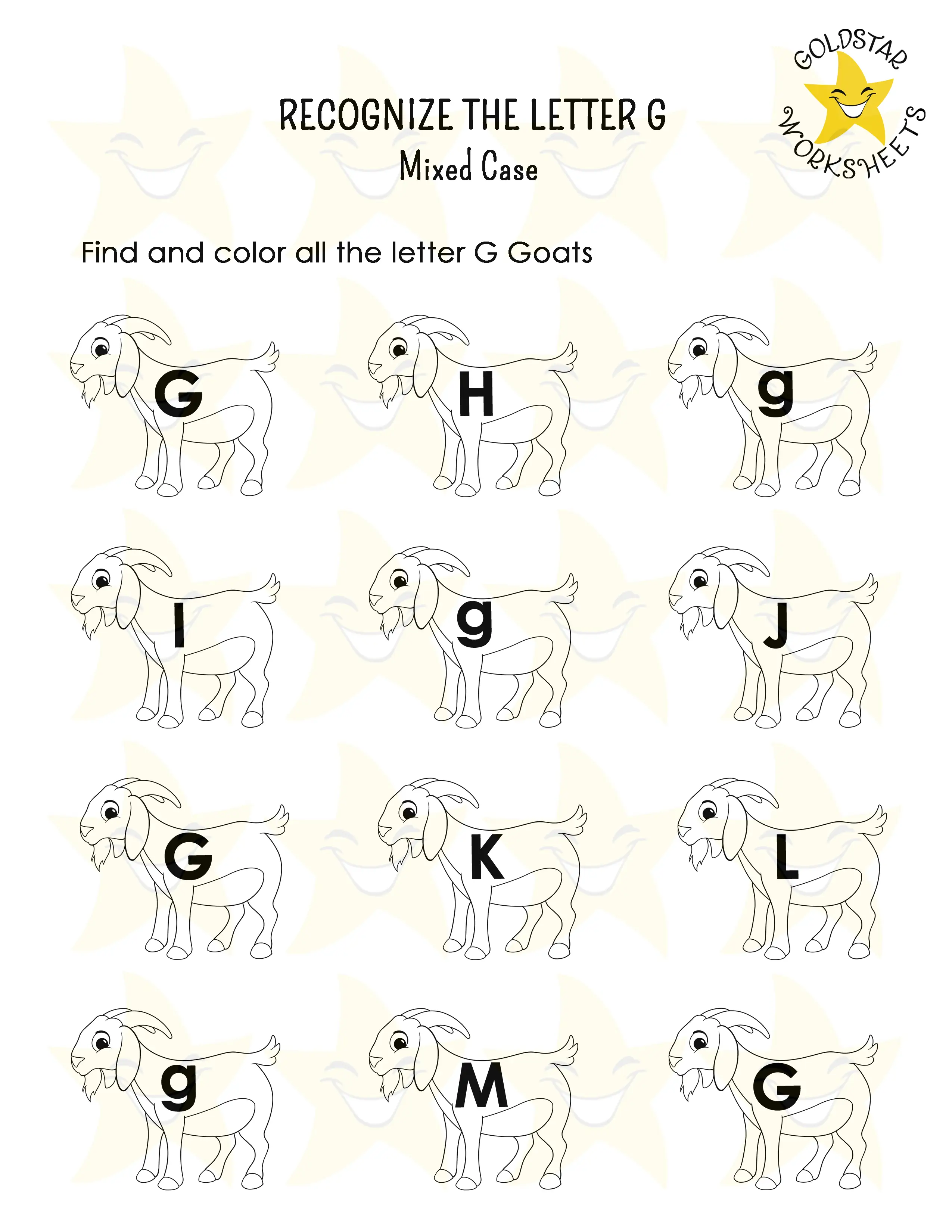 Recognize the letter G worksheet