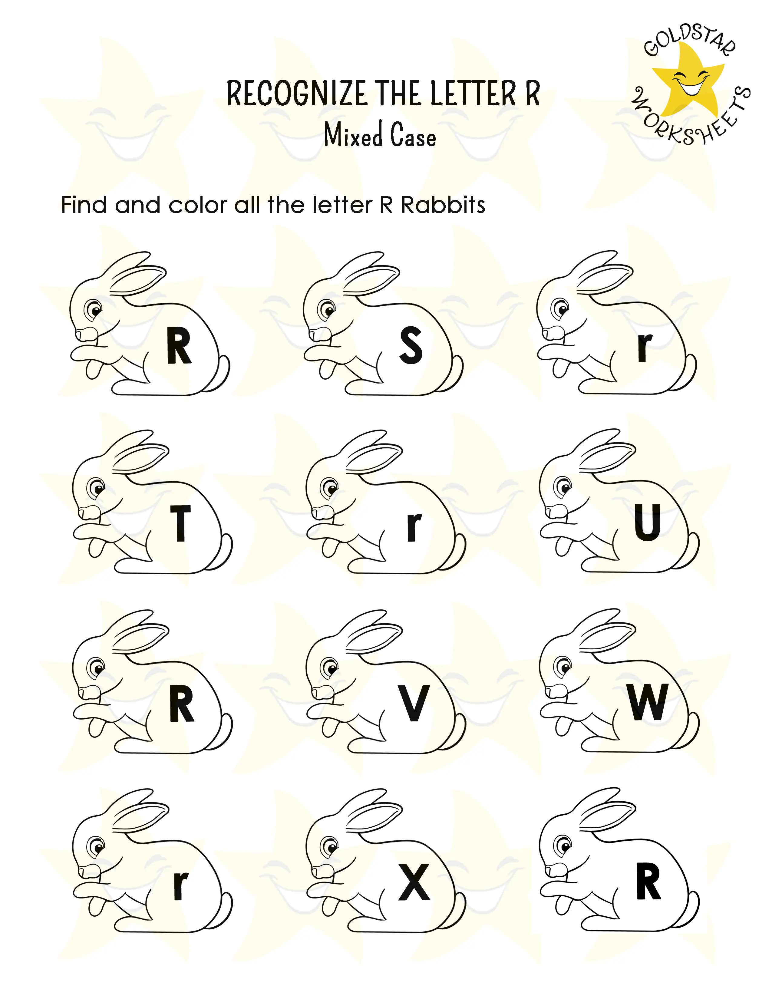 Recognize the letter R worksheet
