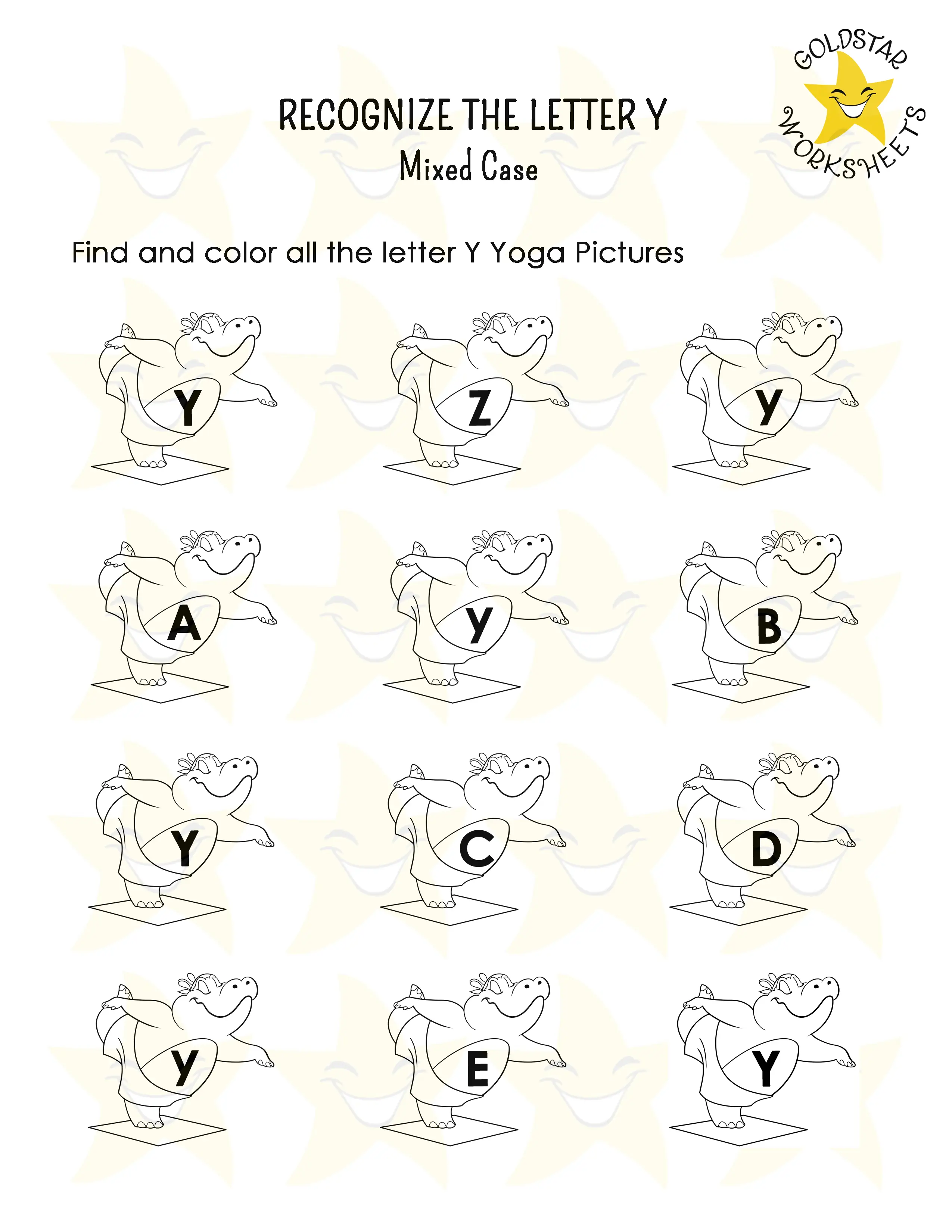 Recognize the letter Y worksheet