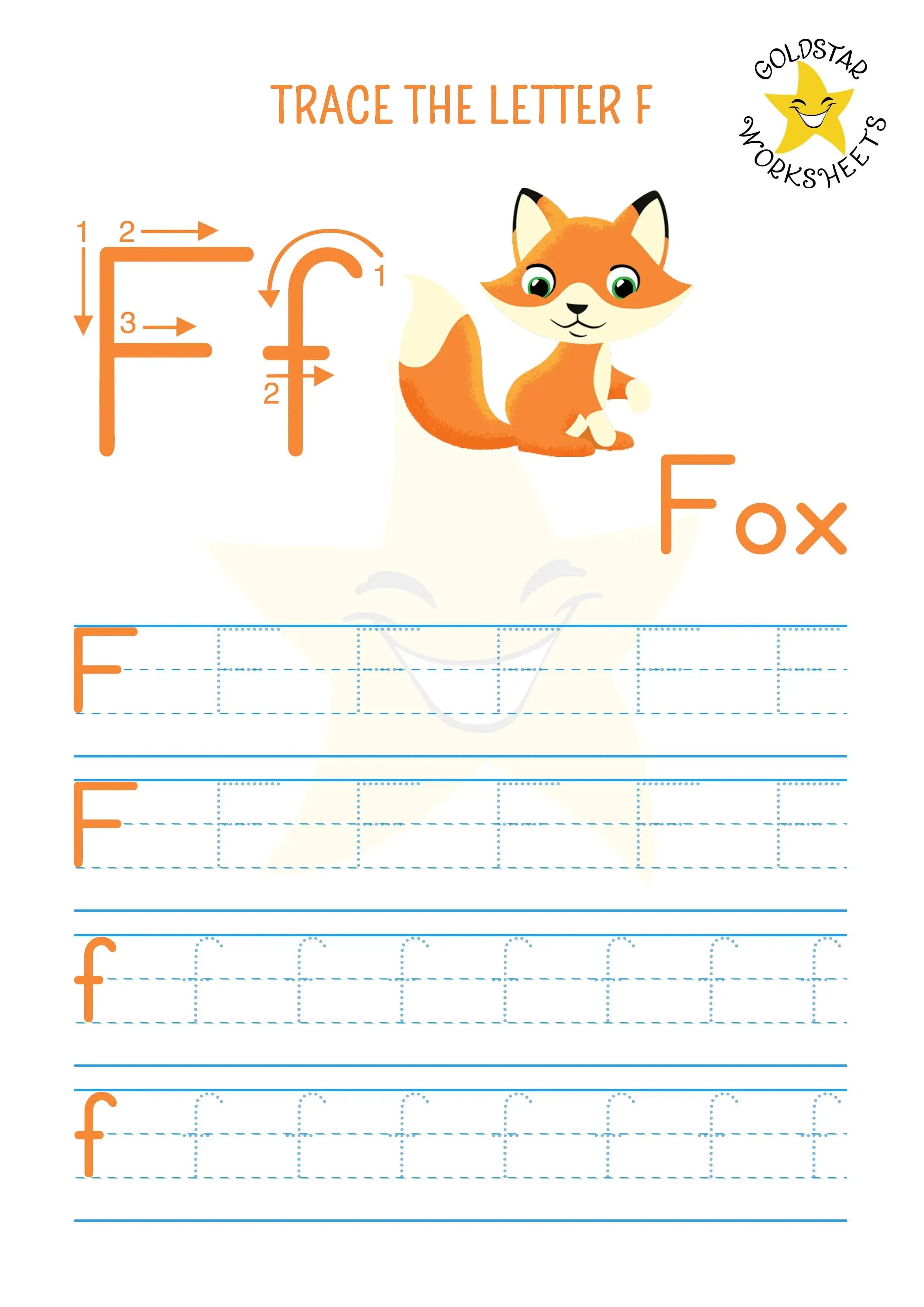 Engage kids with free letter F tracing worksheets featuring a friendly frog and fearless fox! Download high-quality PDFs and start tracing today!