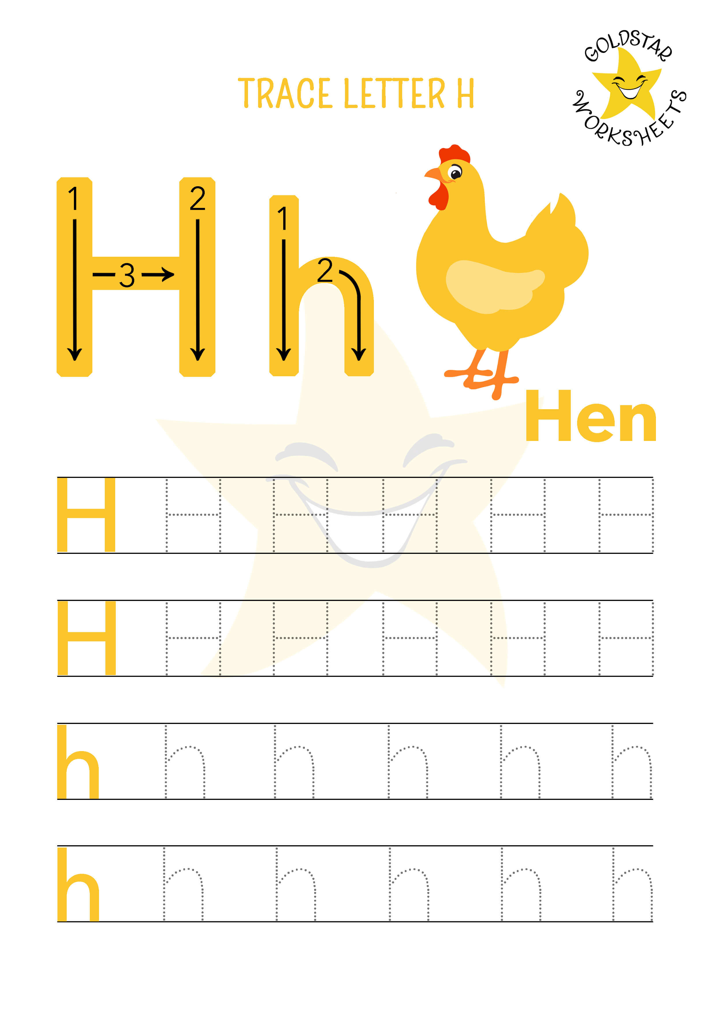 Letter H Free Worksheets.