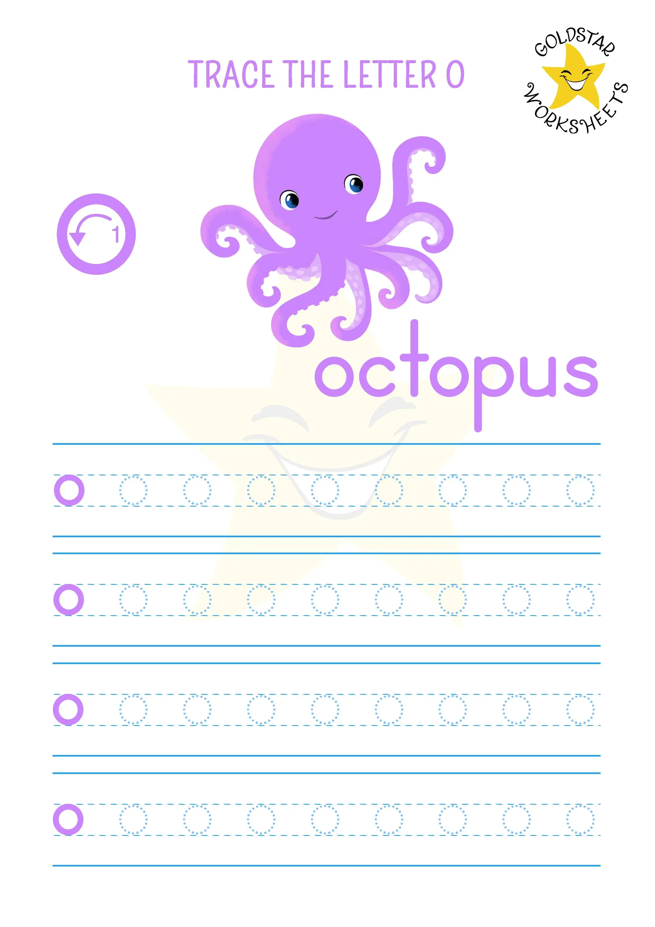 Letter o tracing worksheet with fun octopus