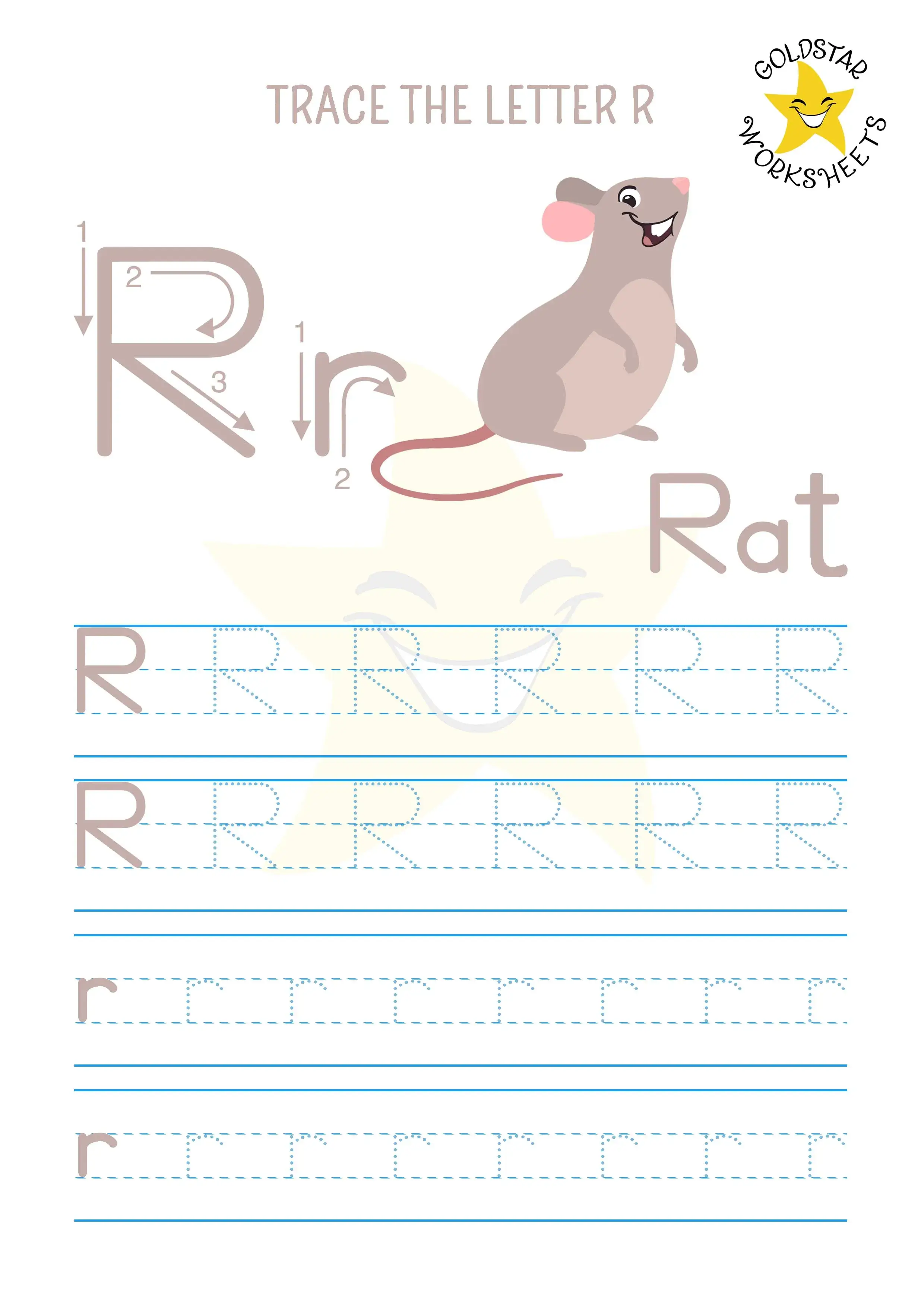 Engaging letter R tracing worksheets for preschool and kindergarten! Rat and Rabbit designs make handwriting practice more enjoyable. Download for free now!