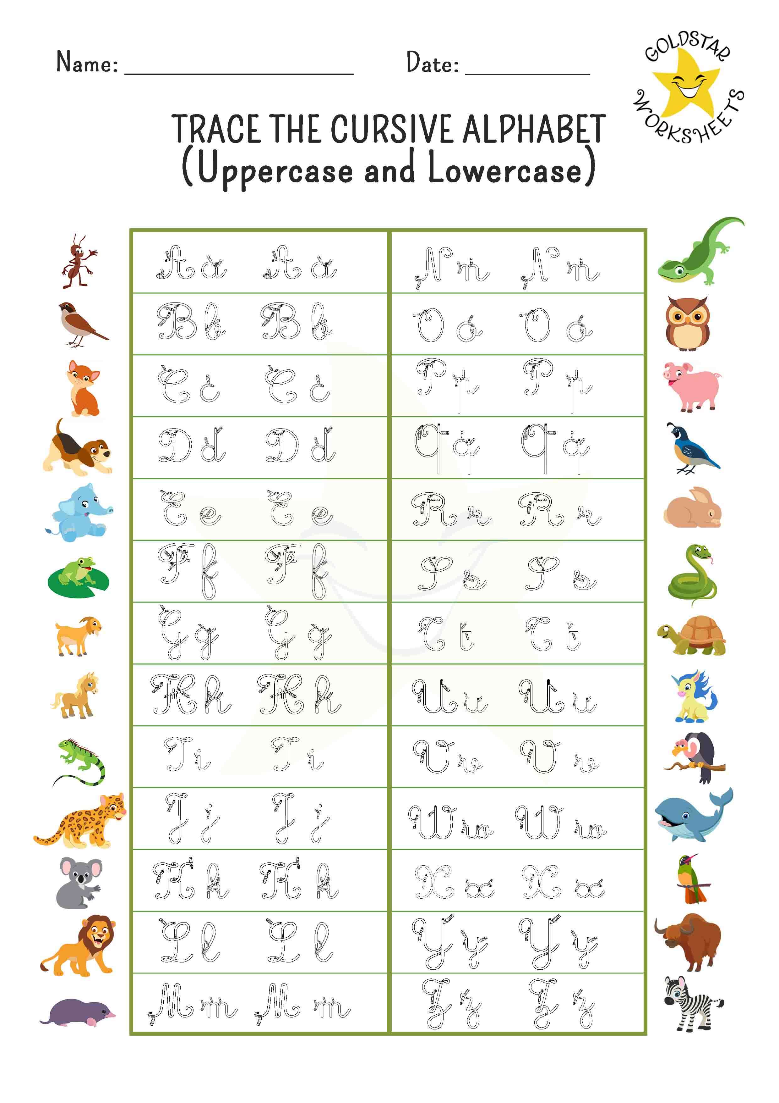 Cursive writing a to z capital letters practice sheets infoupdate