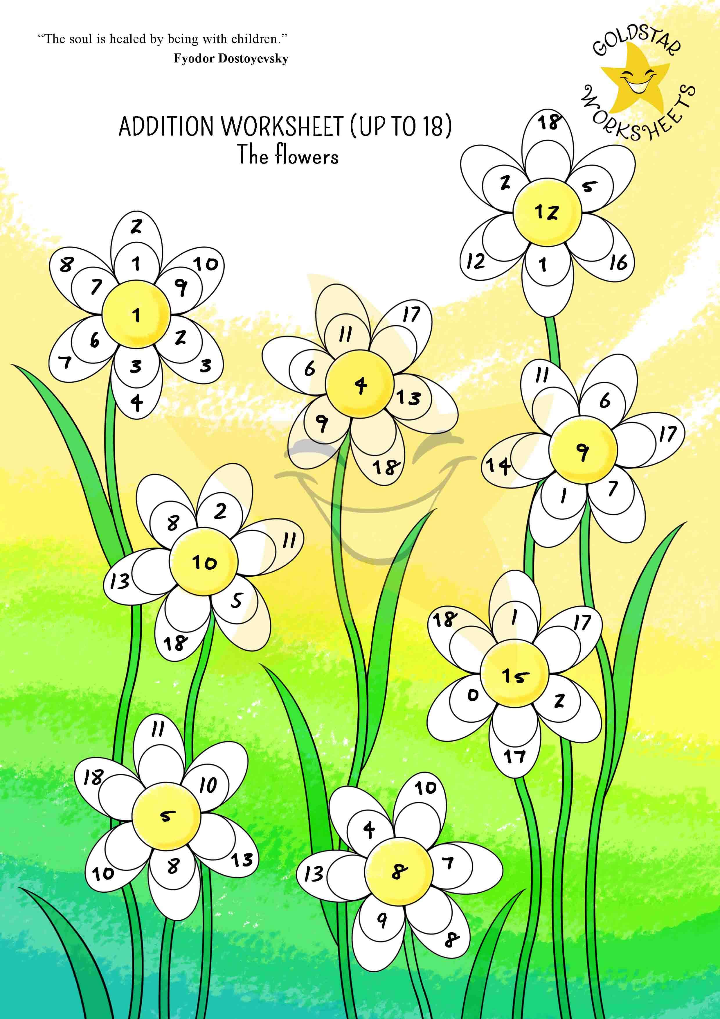 Addition facts to 18 Worksheet