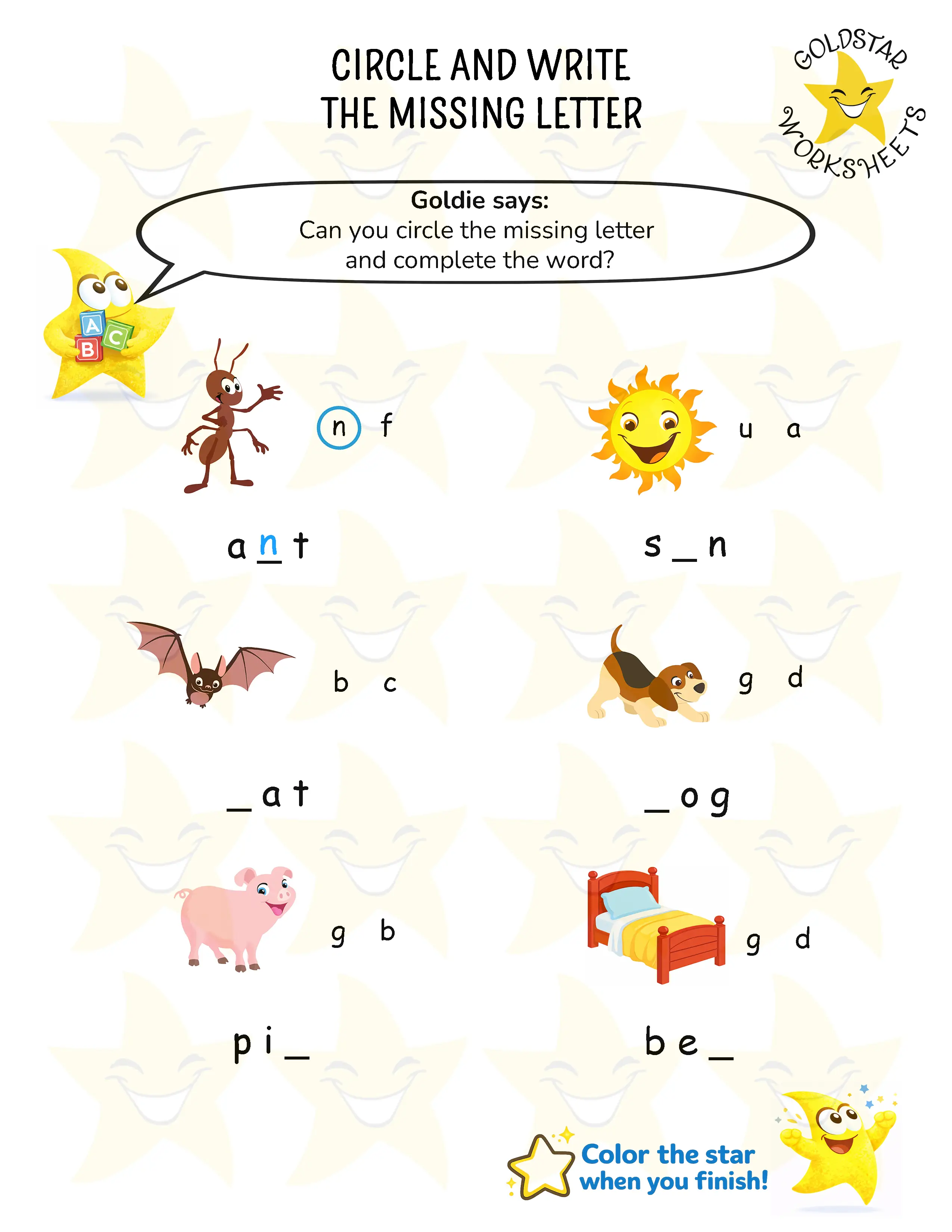 Circle and write phoneme worksheets