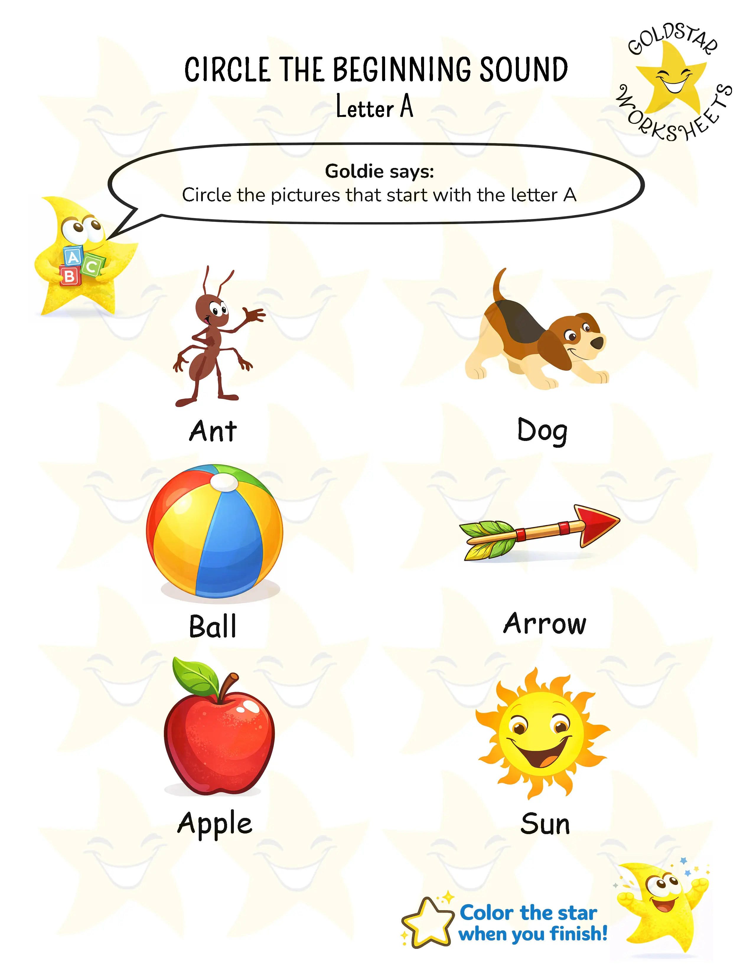 Help children recognize the short A vowel sound with simple picture-based phonics activities.