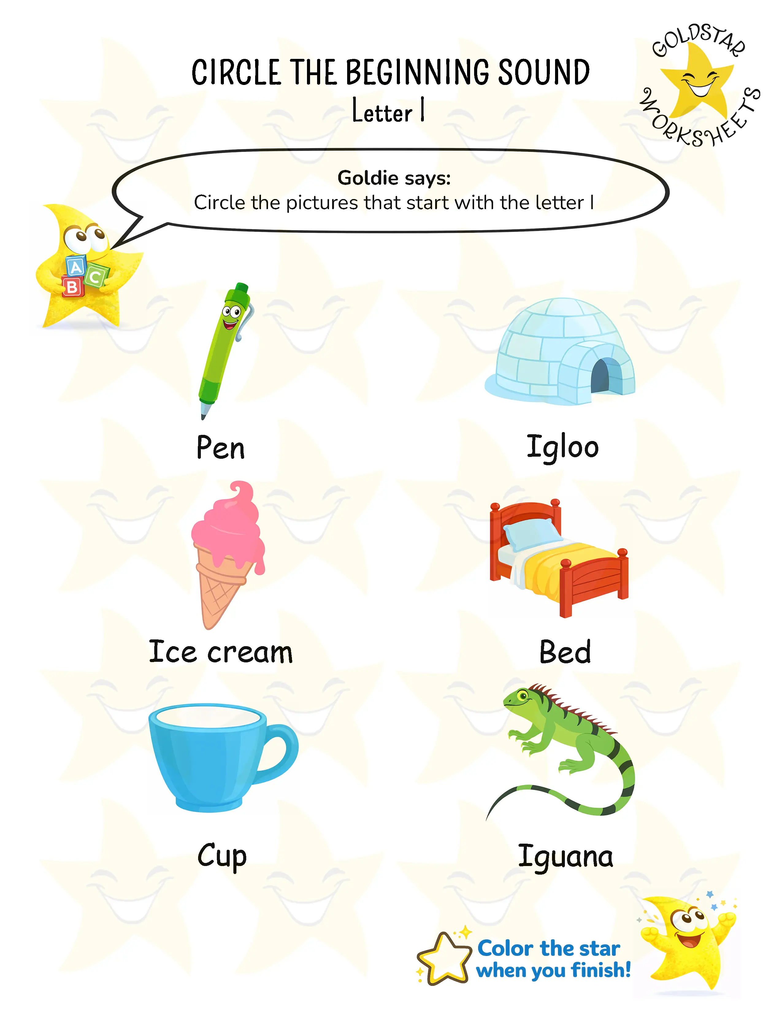 Help children identify the short I vowel sound at the beginning of simple words.