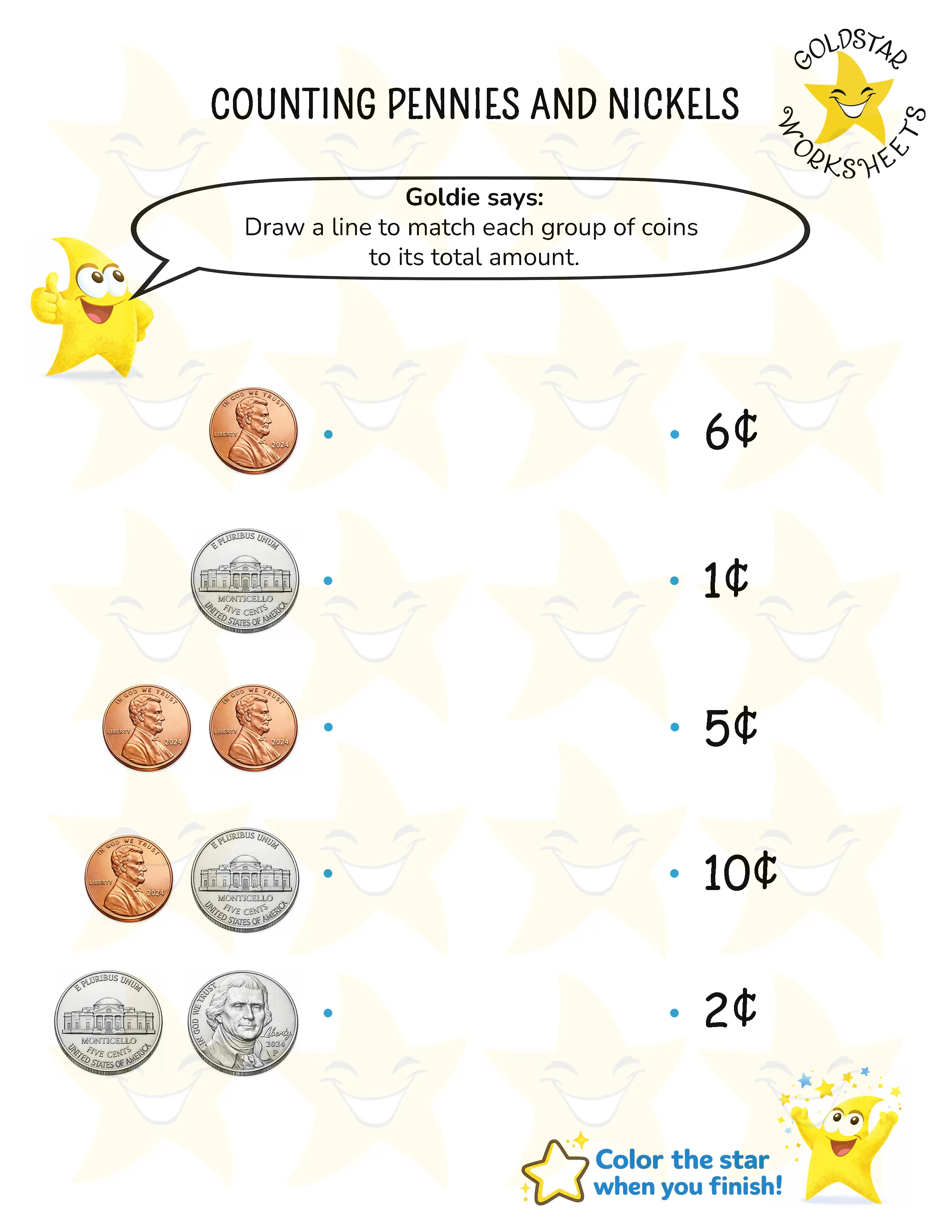 Counting Pennies and Nickels Worksheets