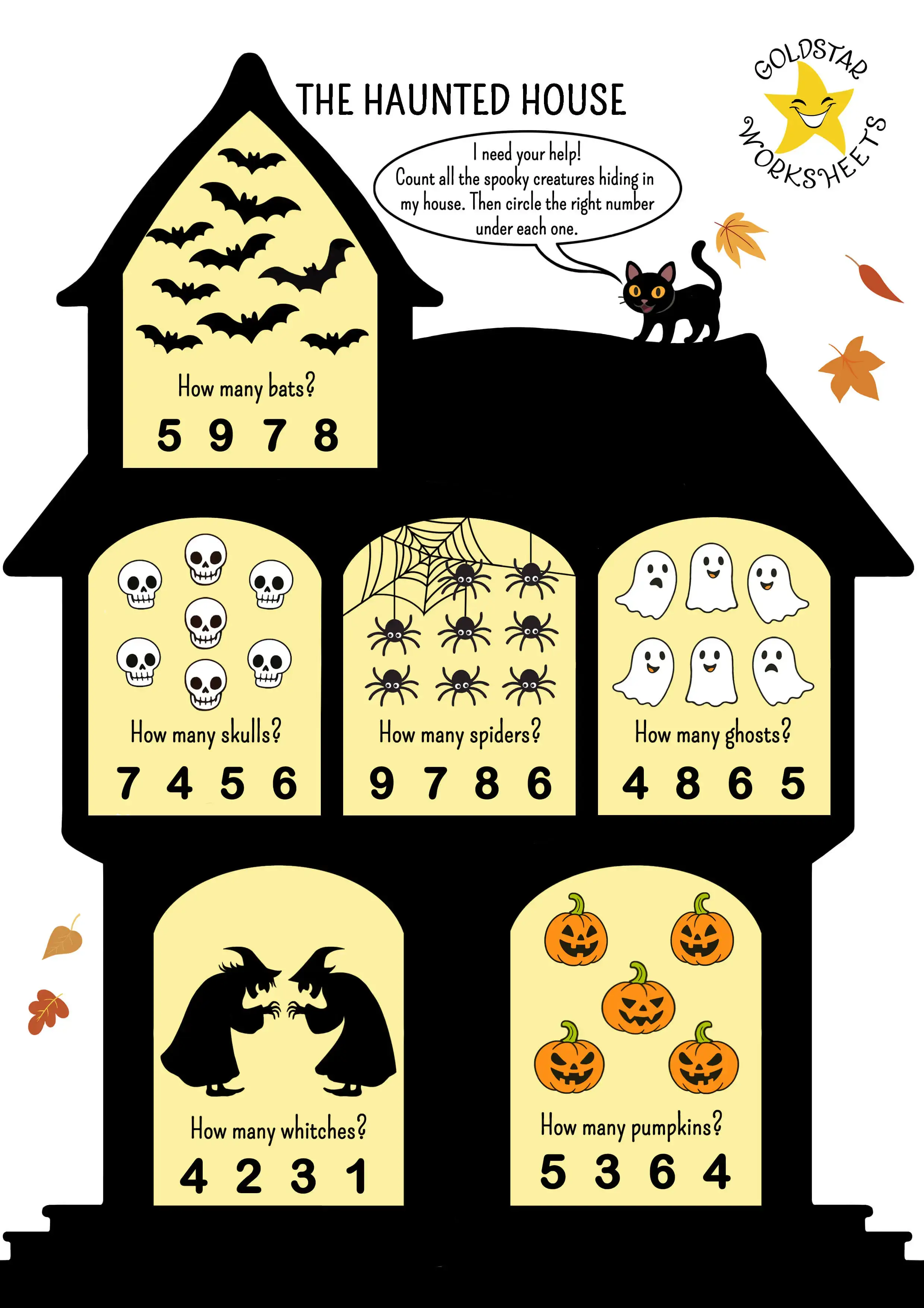 Counting Numbers Haunted House Worksheet