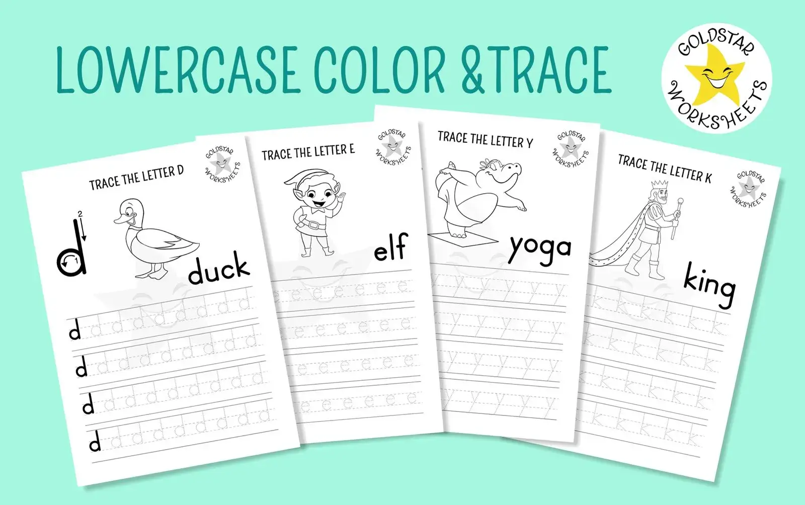 Selection of lowercase color and trace worksheets Selection of lowercase color and trace worksheets