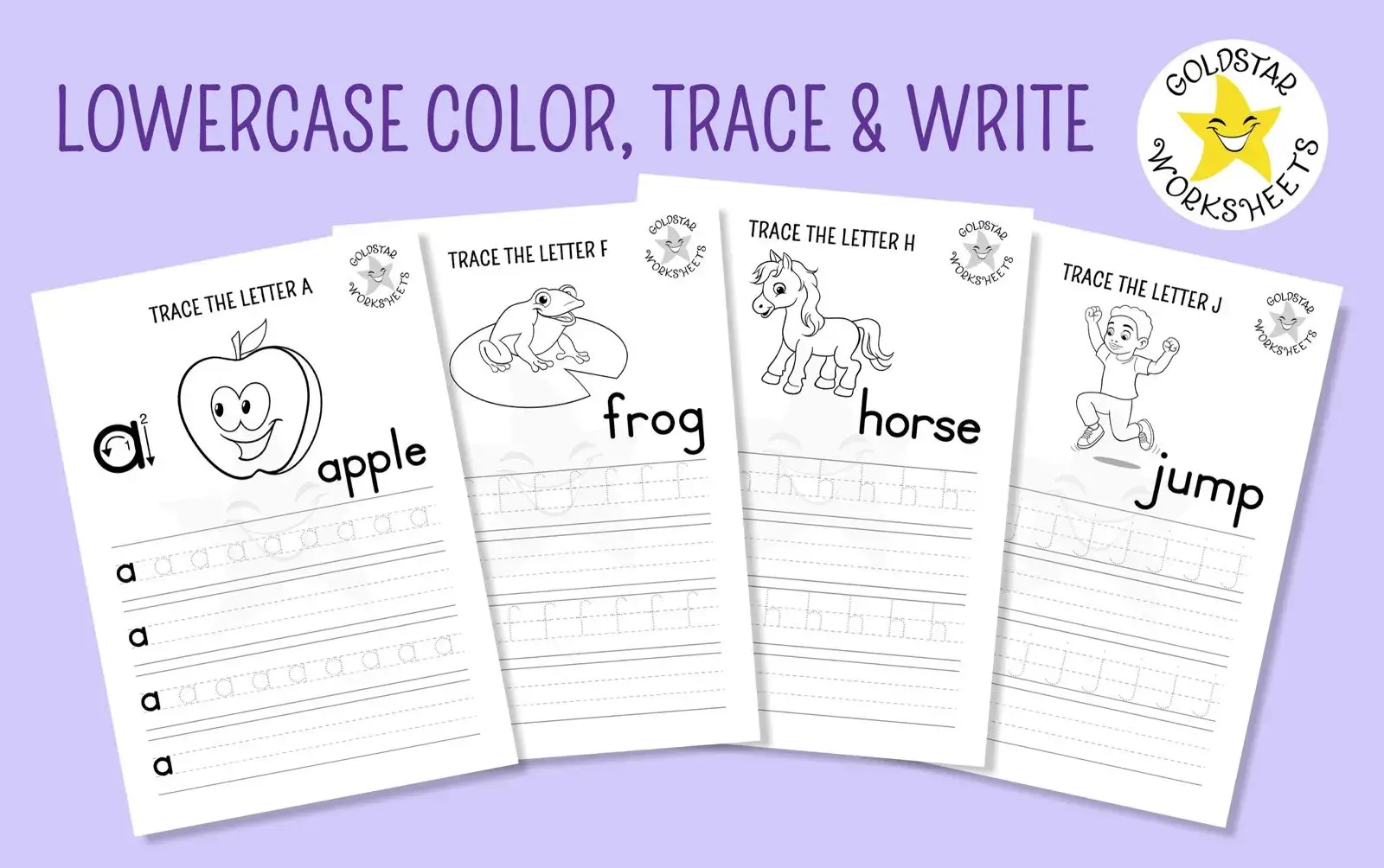 A selection of lowercase color, trace and write worksheets A selection of lowercase color, trace and write worksheets