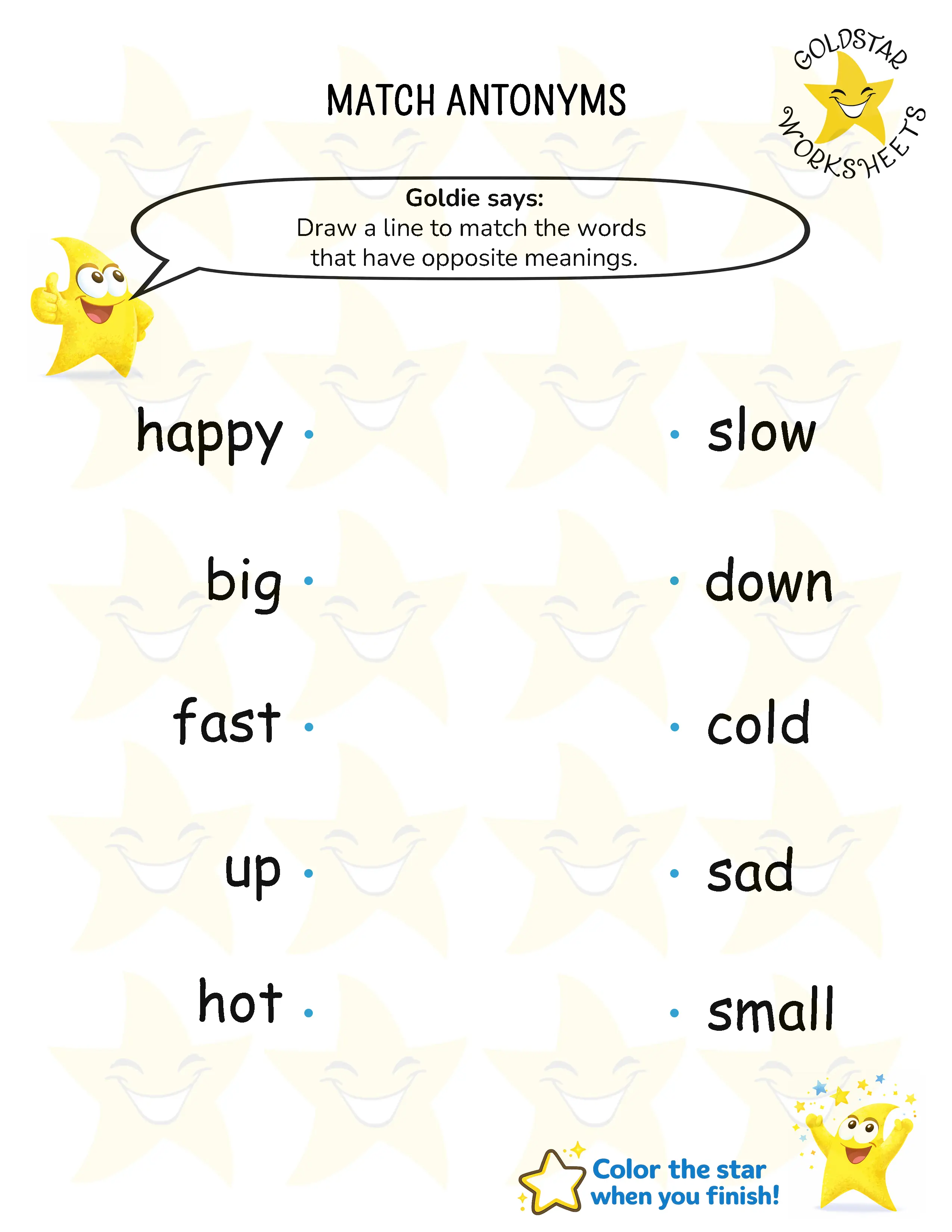 Match antonyms worksheets