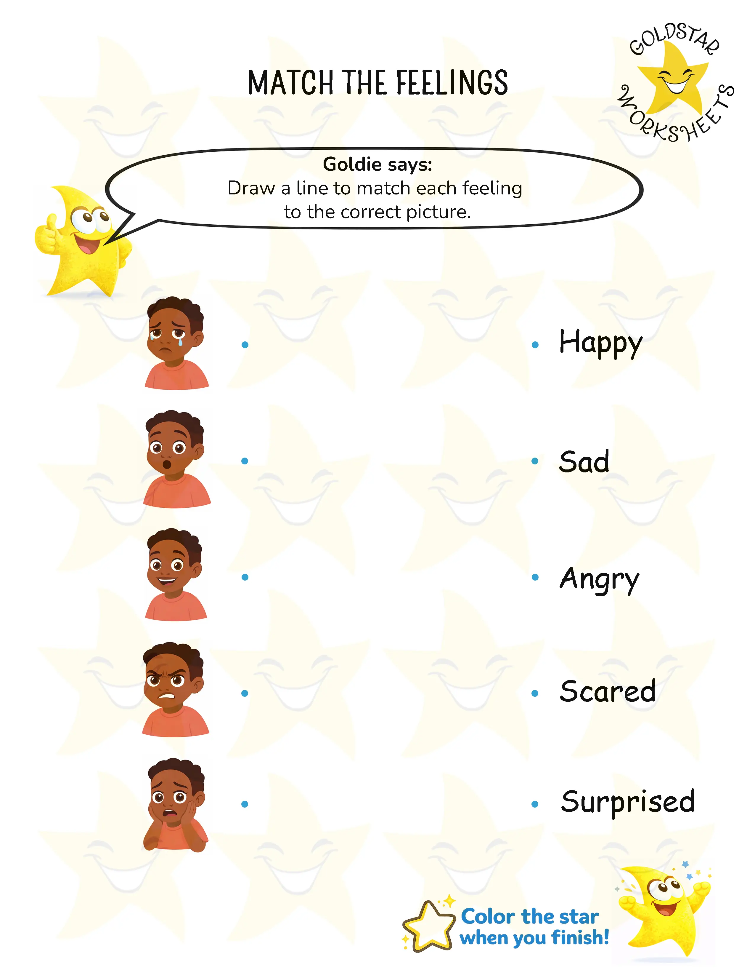 Match Feelings Worksheets