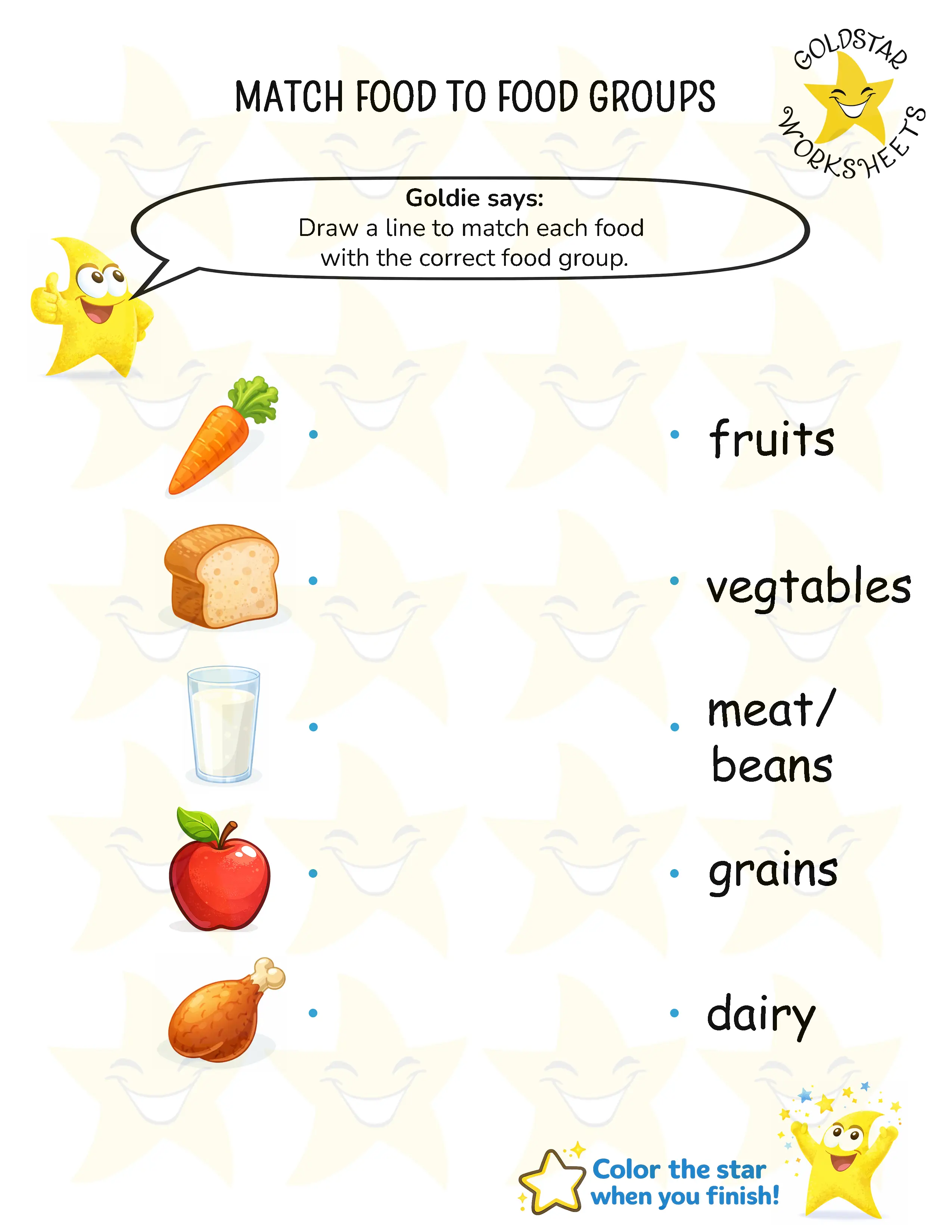 Match Food Groups Worksheets