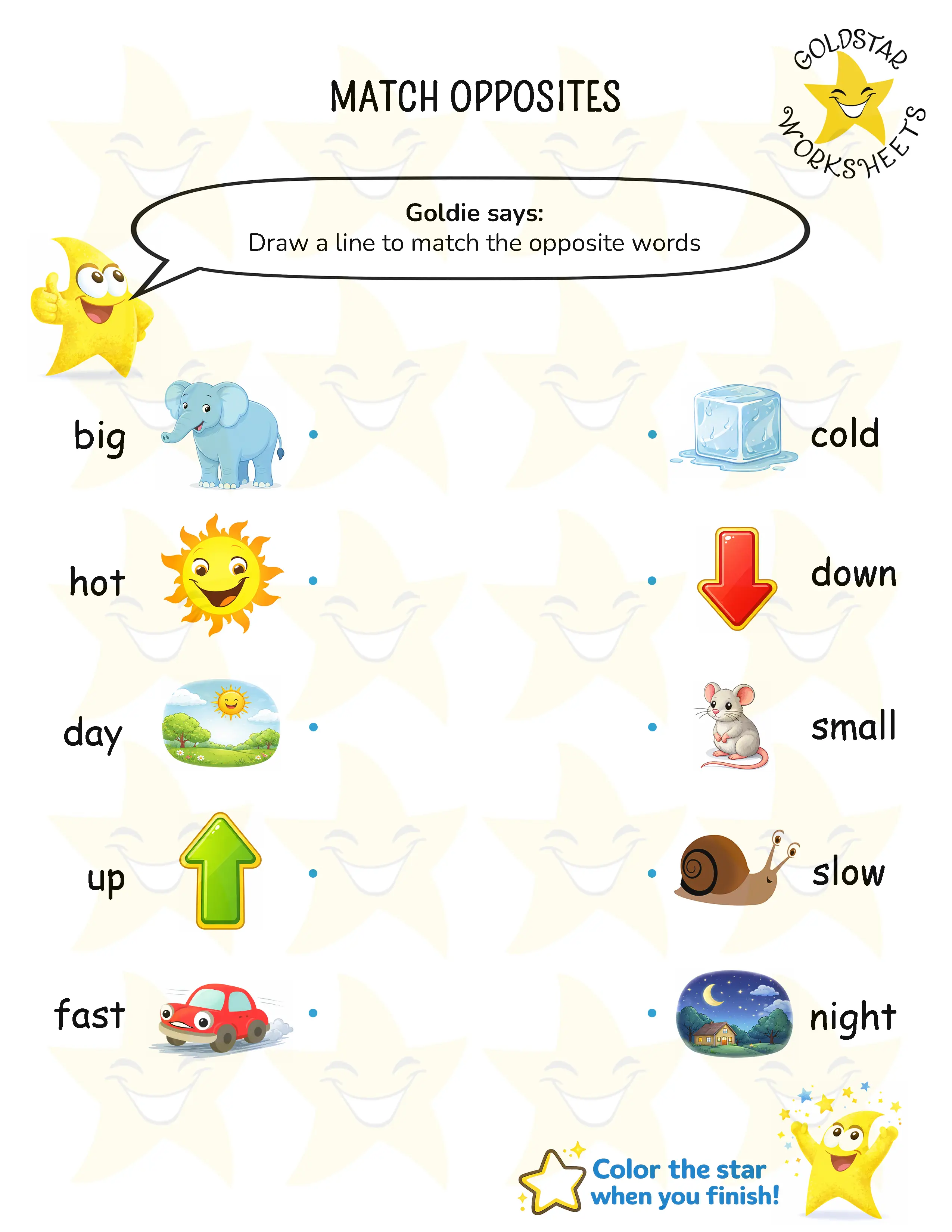 Matching Opposites Worksheet