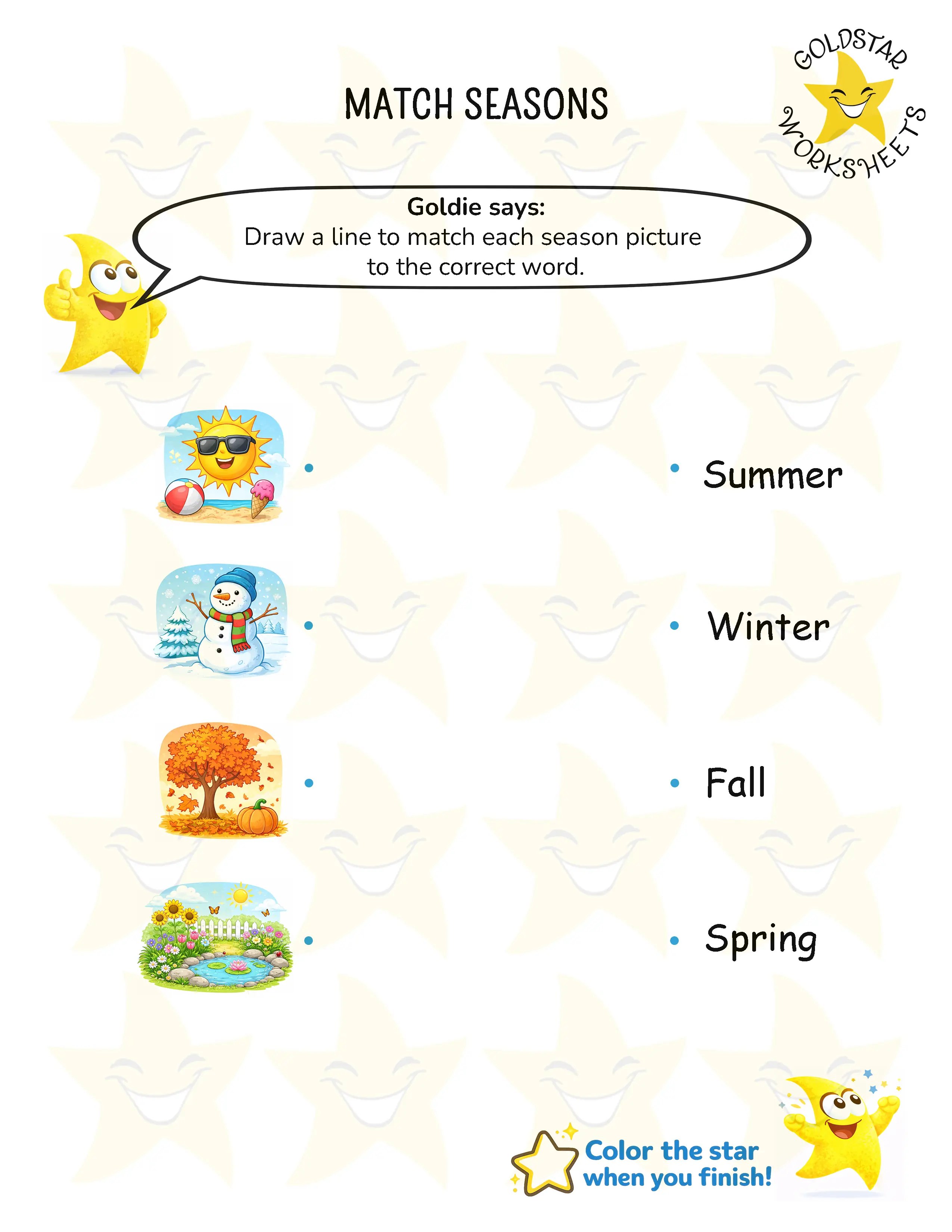 Match the Four Seasons Worksheets