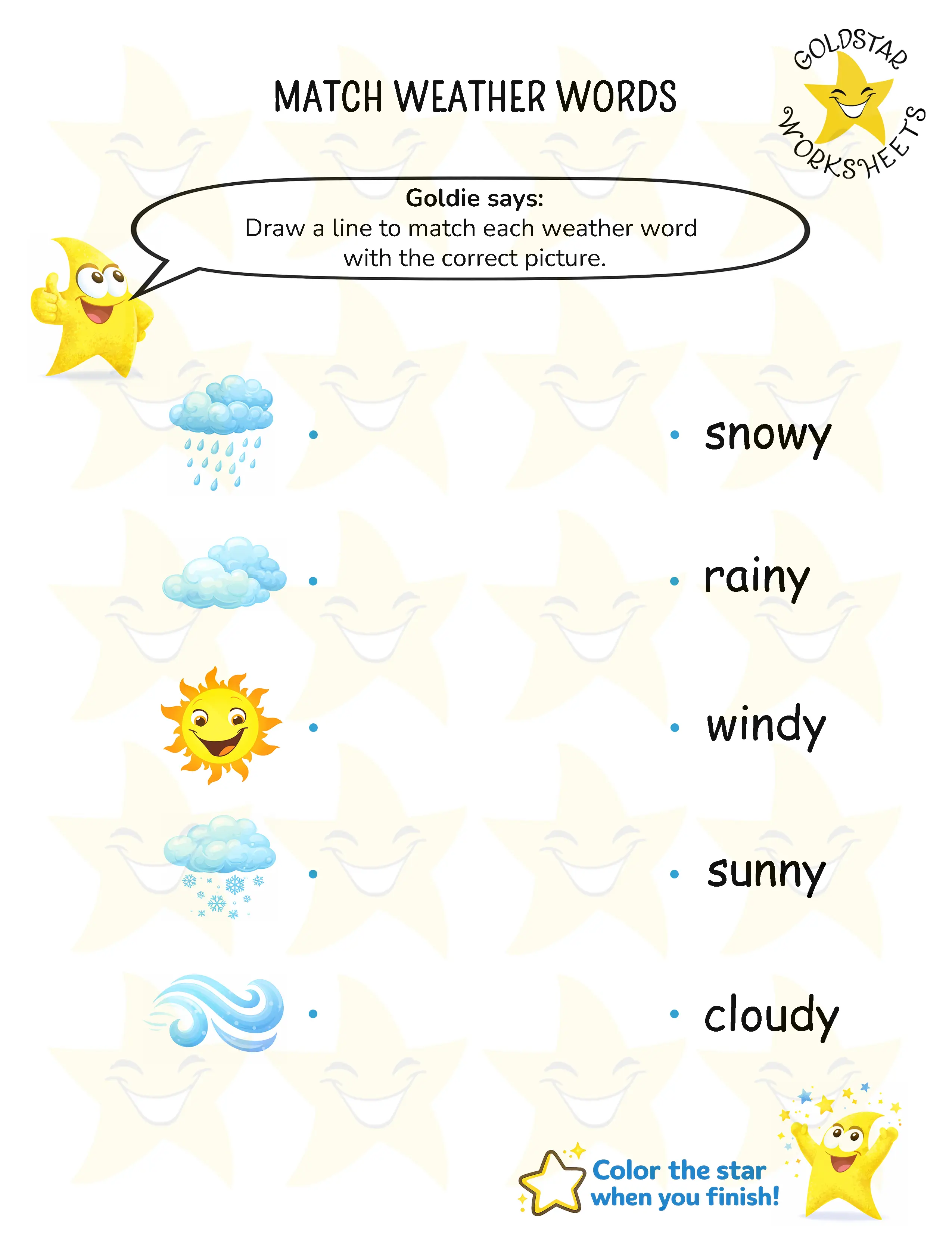 Match Weather Words Worksheets