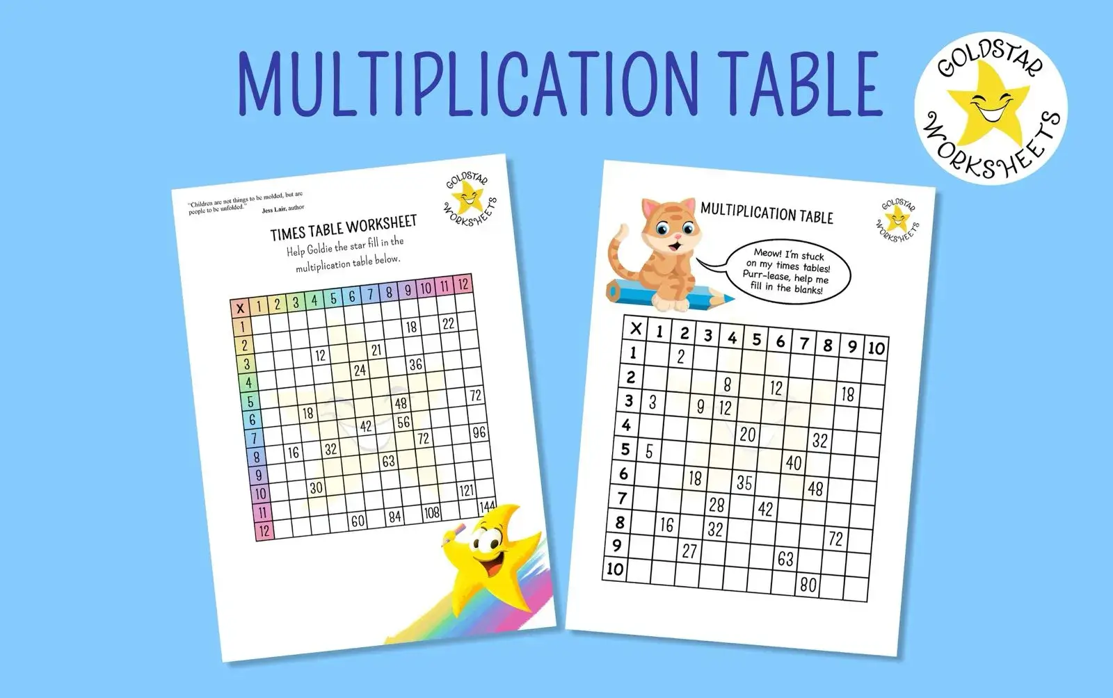 Multiplication tables or grid activities