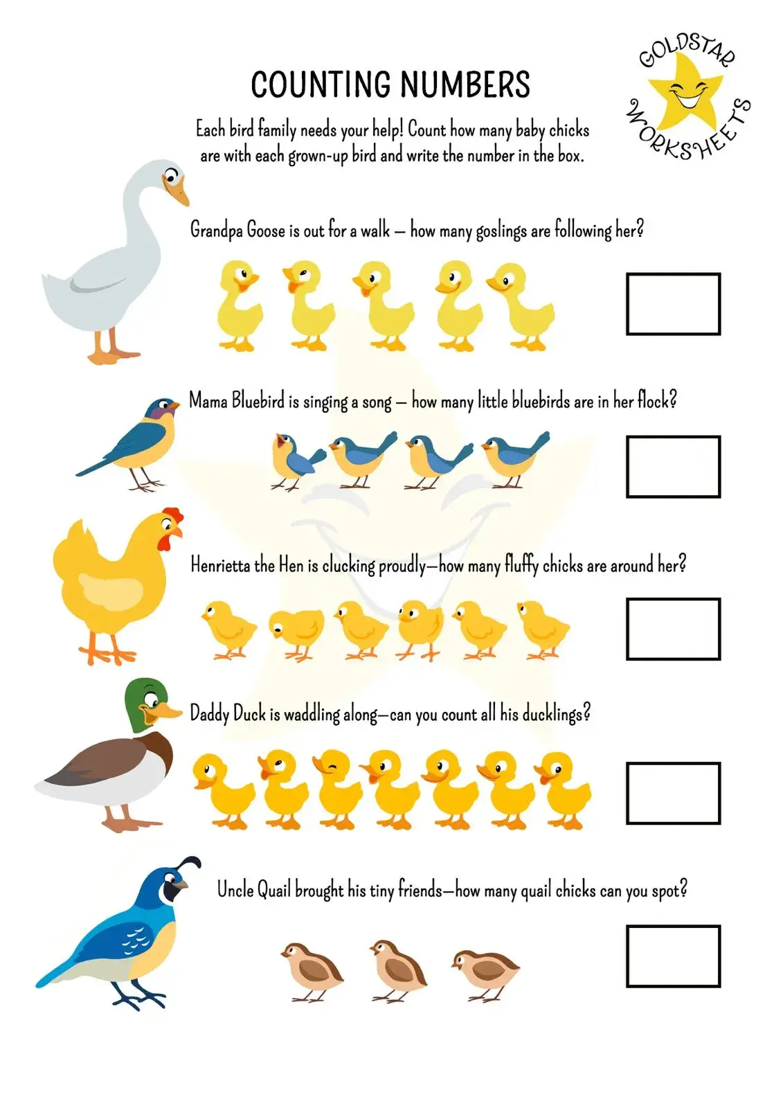 Counting Numbers Worksheet for Preschool or Kindergarten