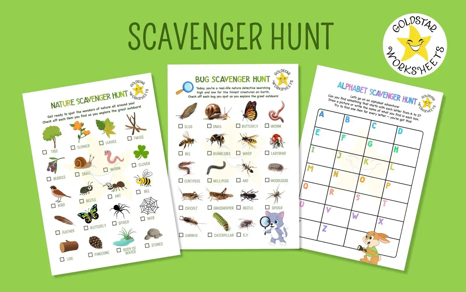 Nature scavenger hunt worksheets