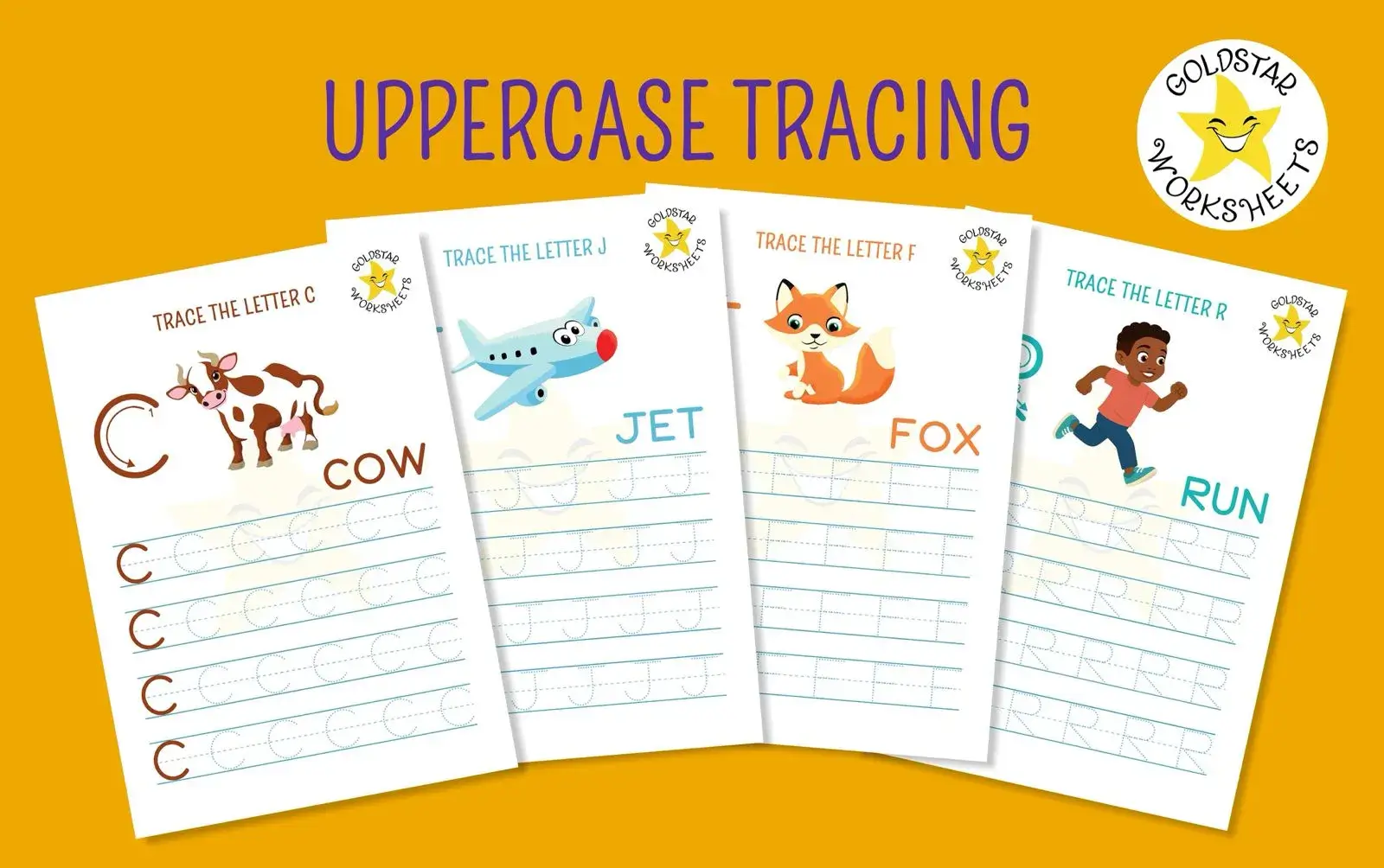 Selection of uppercase tracing worksheets