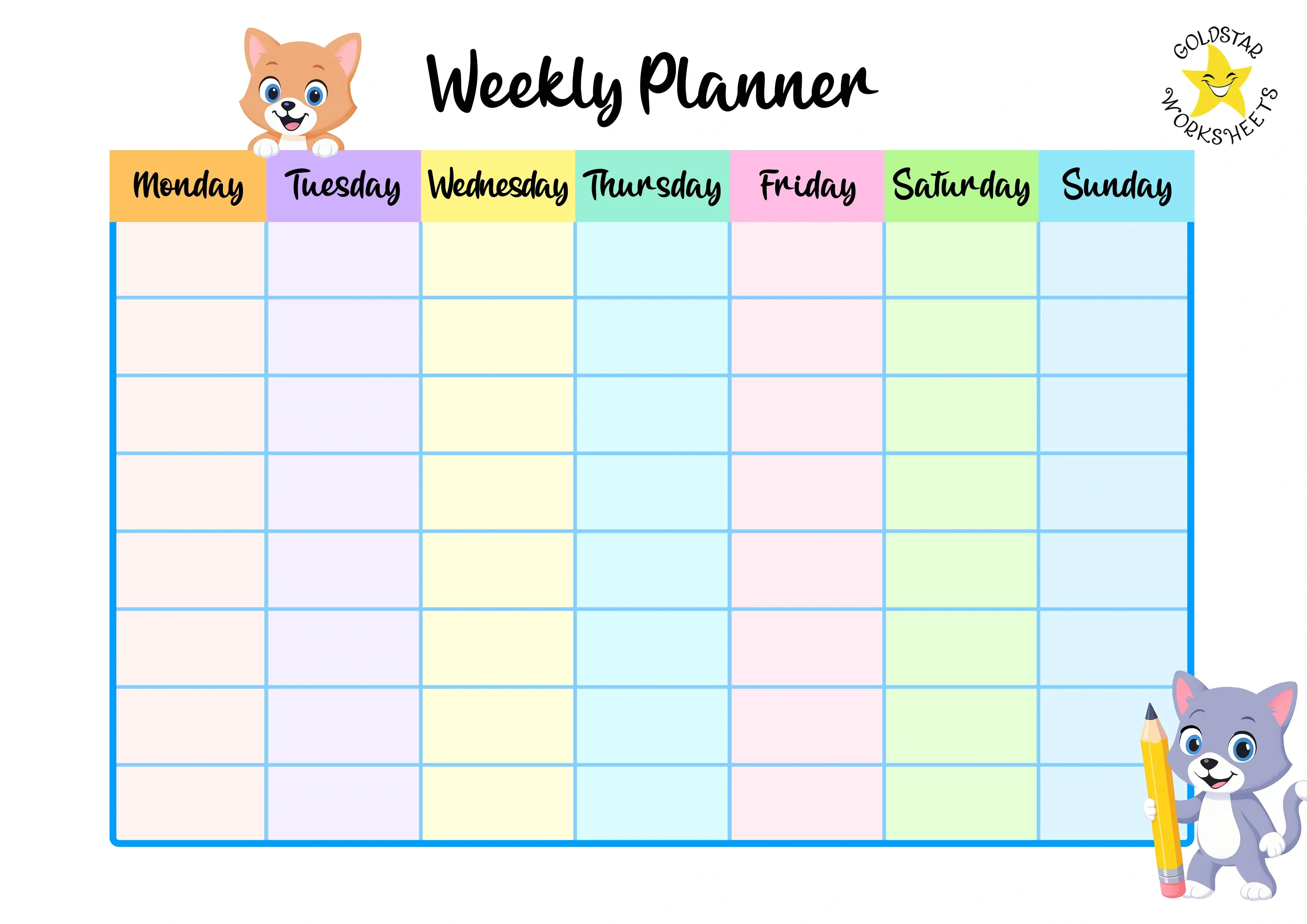 Weekly planner for kids