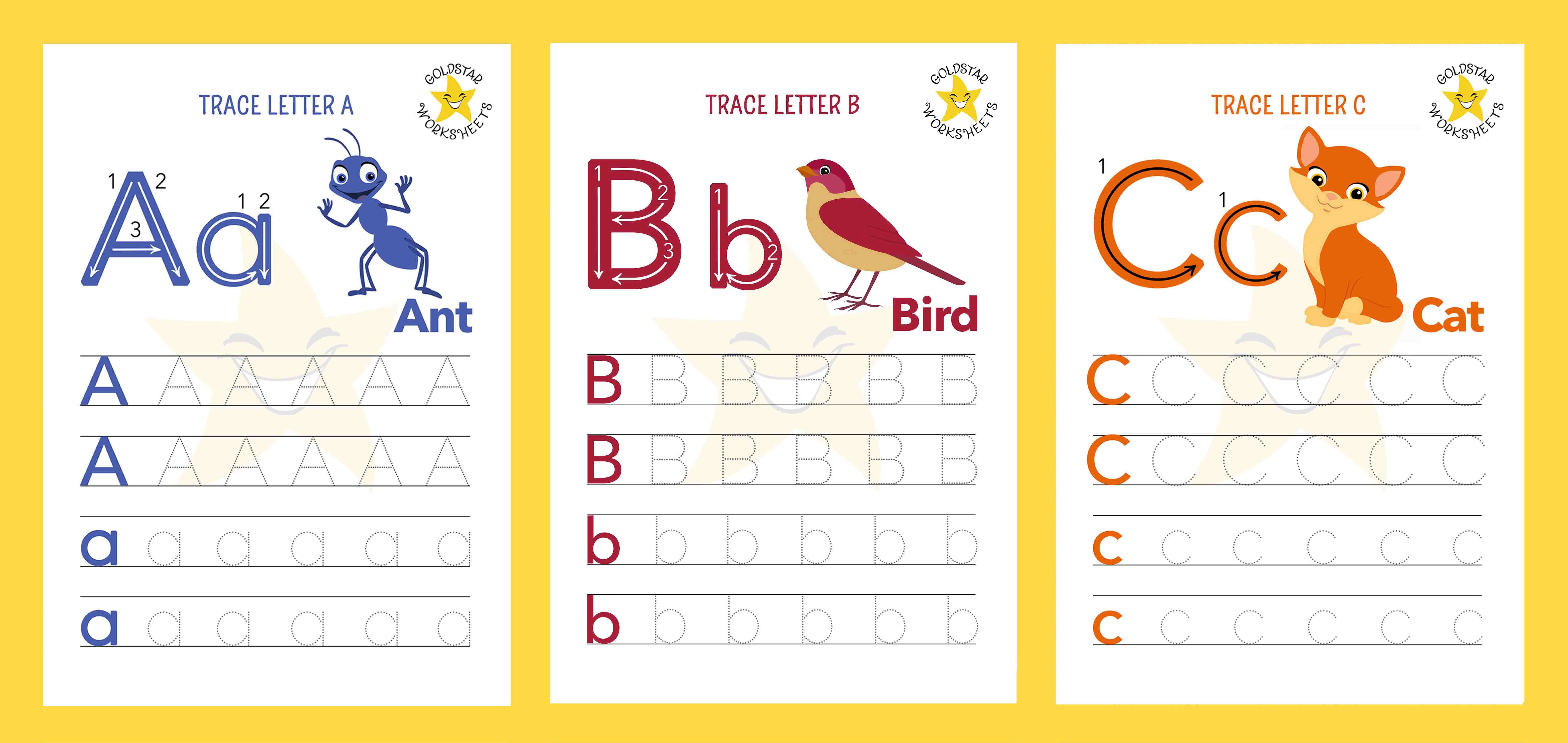 Alphabet tracing worksheets A-Z 