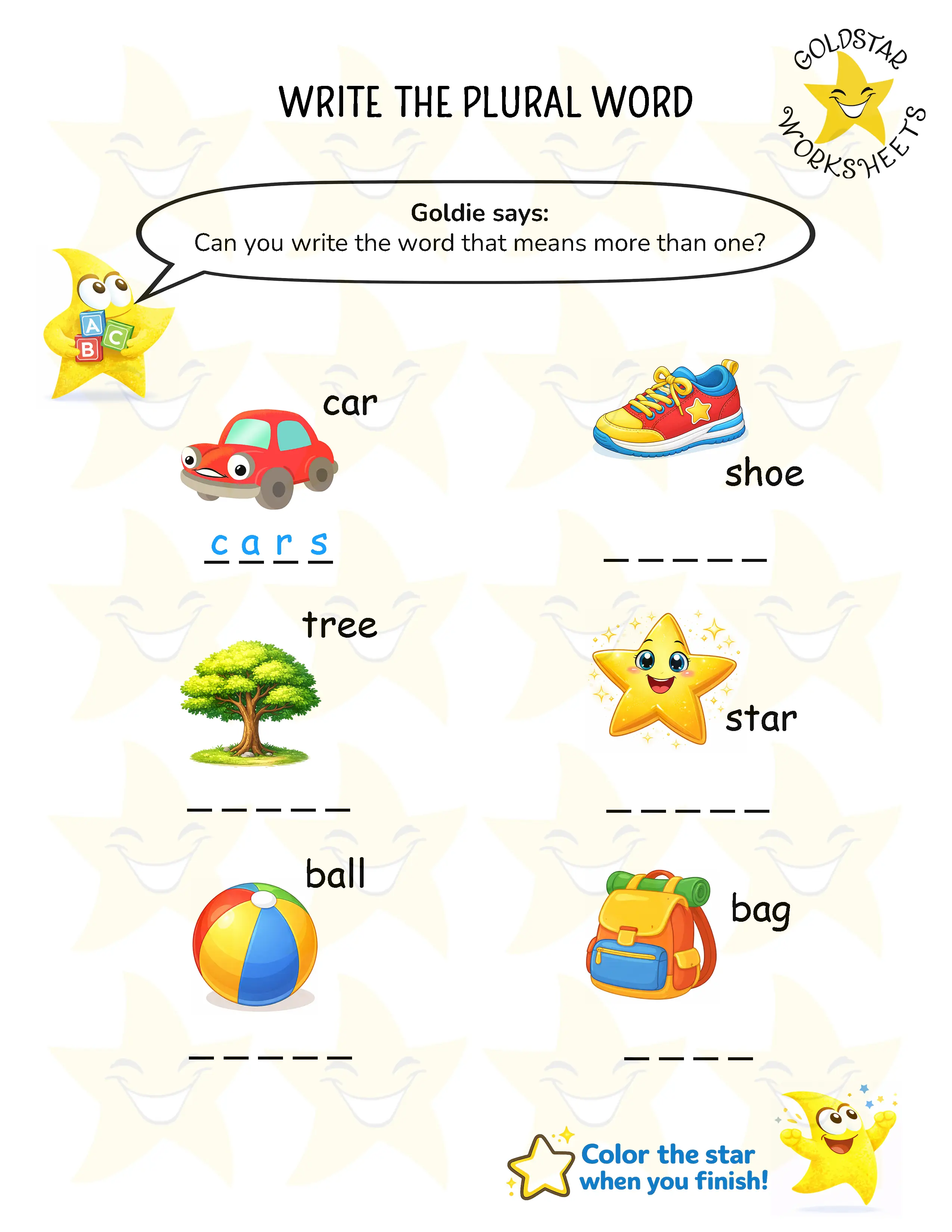 Write plural words worksheets